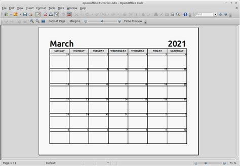 Apache Open Office Calendar Template